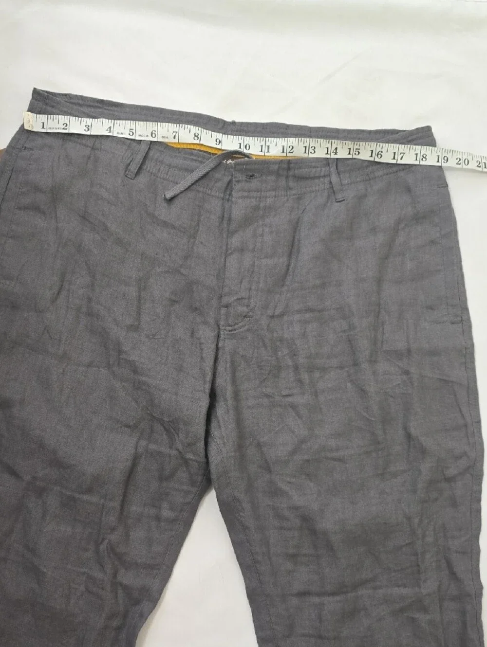 Island Importer Men's Charcoal Drawstring Linen Blend Chinos 36